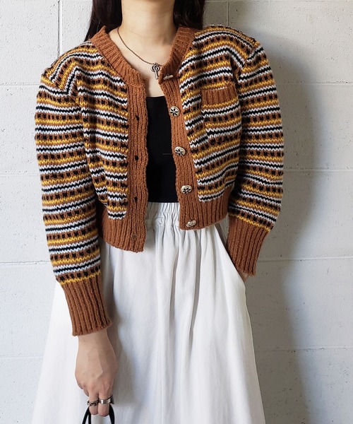 me+em select（ミームセレクト）の「ジャガード柄ショートローゲージニットカーデ（カーディガン/ボレロ・レディース・ホワイト/ブラック/キャメル・FREE）」の19枚目の写真