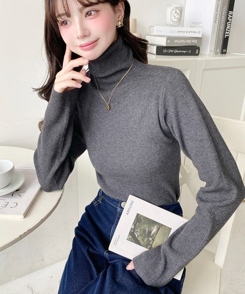 美品✨ジャーナルスタンダード　ハイネックプルオーバー　カシミヤ混　ブラック 国産ニット】オハツキウール ハイネックプルオーバー【ウール100％】
