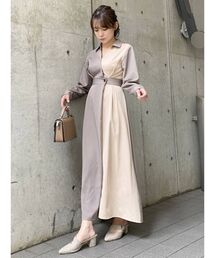 dazzlin | バイカラーシャツフレアワンピース(ワンピース)