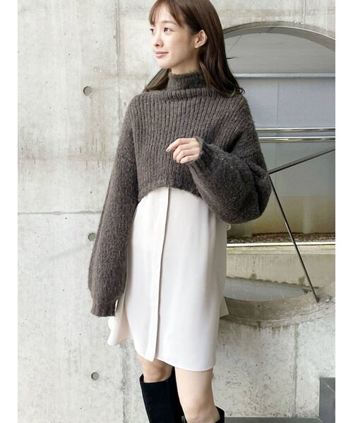 MERCURYDUO（マーキュリーデュオ）の「3WAYニットセットバックティアードミニワンピース（ワンピース・レディース・グレー/ブラウン/ベージュ・FREE）」の12枚目の写真