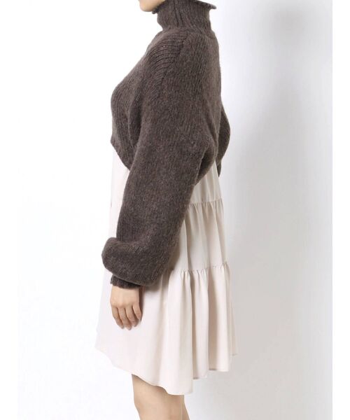 MERCURYDUO（マーキュリーデュオ）の「3WAYニットセットバックティアードミニワンピース（ワンピース・レディース・グレー/ブラウン/ベージュ・FREE）」の14枚目の写真