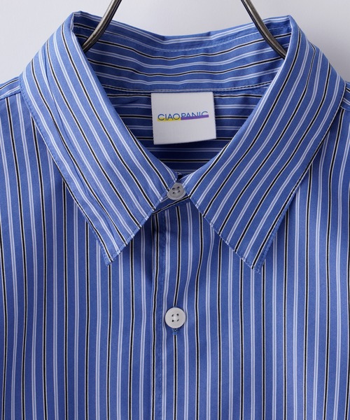 CIAOPANIC（チャオパニック）の「シリコン加工ストライプシャツ（シャツ/ブラウス・メンズ・サックスブルー/ネイビー・MEDIUM/LARGE）」の7枚目の写真