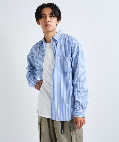 CIAOPANIC（チャオパニック）の「シリコン加工ストライプシャツ（シャツ/ブラウス・メンズ・サックスブルー/ネイビー・MEDIUM/LARGE）」の15枚目の写真