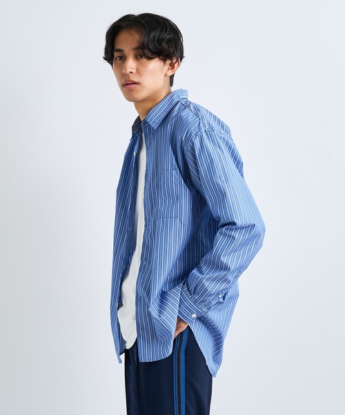 CIAOPANIC（チャオパニック）の「シリコン加工ストライプシャツ（シャツ/ブラウス・メンズ・サックスブルー/ネイビー・MEDIUM/LARGE）」の19枚目の写真