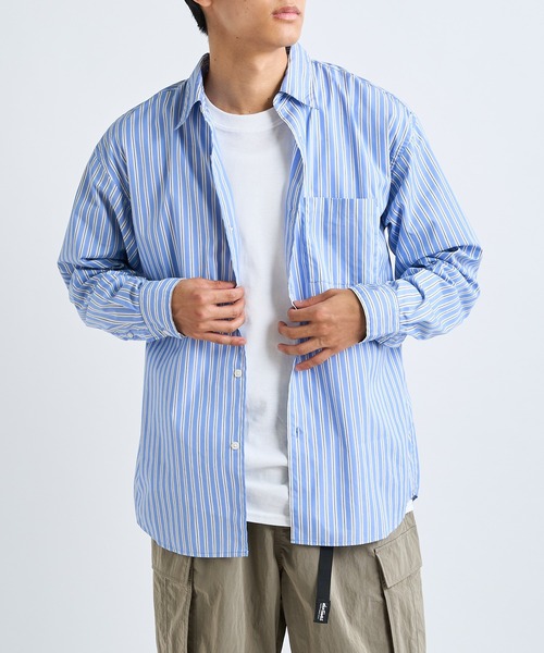 CIAOPANIC（チャオパニック）の「シリコン加工ストライプシャツ（シャツ/ブラウス・メンズ・サックスブルー/ネイビー・MEDIUM/LARGE）」の16枚目の写真