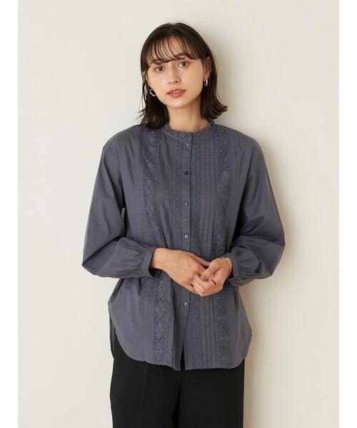 earth music&ecology(アースミュージックアンドエコロジー)の「ピンタックレースチュニック *(シャツ/ブラウス・レディース・ブラック/オフホワイト/ダークブルー/ピンクベージュ・FREE)」の7枚目の写真