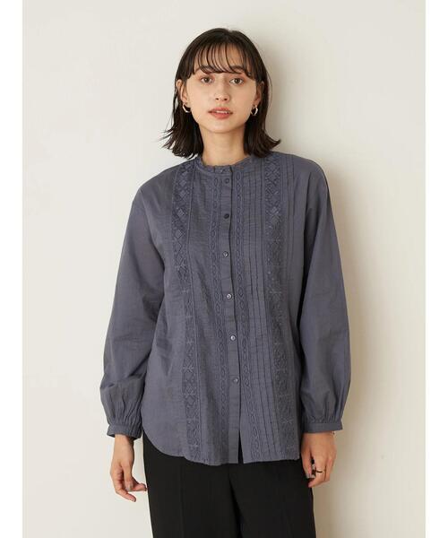 earth music&ecology(アースミュージックアンドエコロジー)の「ピンタックレースチュニック *(シャツ/ブラウス・レディース・ブラック/オフホワイト/ダークブルー/ピンクベージュ・FREE)」の8枚目の写真