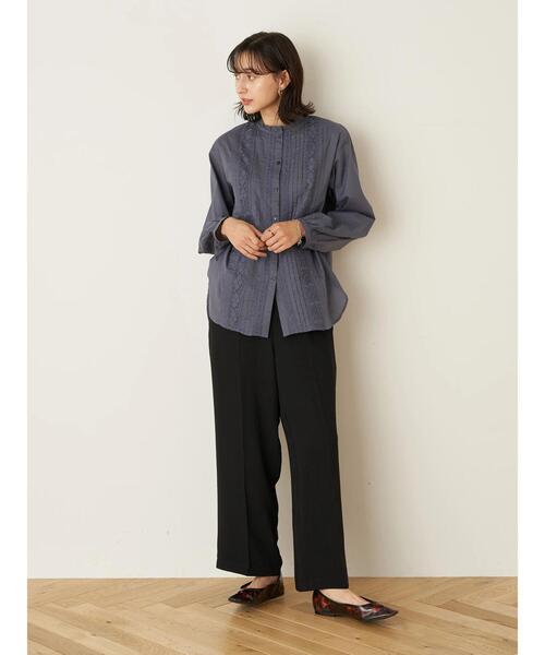 earth music&ecology(アースミュージックアンドエコロジー)の「ピンタックレースチュニック *(シャツ/ブラウス・レディース・ブラック/オフホワイト/ダークブルー/ピンクベージュ・FREE)」の21枚目の写真