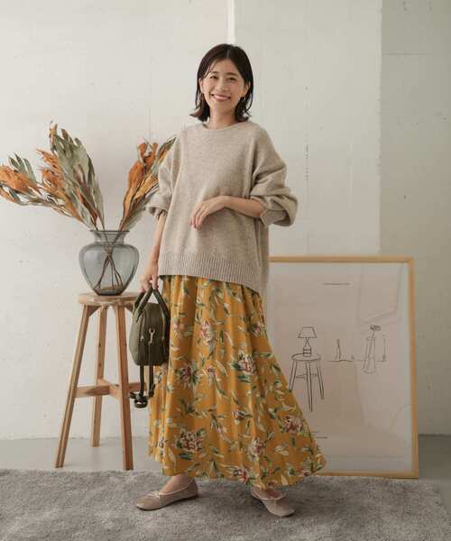 URBAN RESEARCH DOORS（アーバンリサーチドアーズ）の「レーヨン大花柄スカート（スカート・レディース・グレー系その他/オレンジ系その他・ONE）」の7枚目の写真