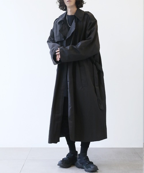 minsobi（ミンソビ）の「ロングオーバートレンチコート（トレンチコート・メンズ・ブラック・FREE）」の5枚目の写真