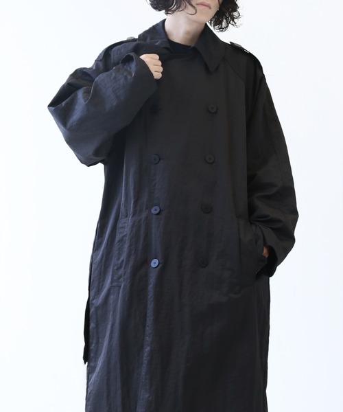 minsobi（ミンソビ）の「ロングオーバートレンチコート（トレンチコート・メンズ・ブラック・FREE）」の2枚目の写真
