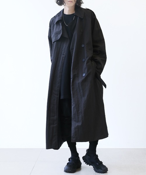 minsobi（ミンソビ）の「ロングオーバートレンチコート（トレンチコート・メンズ・ブラック・FREE）」の12枚目の写真