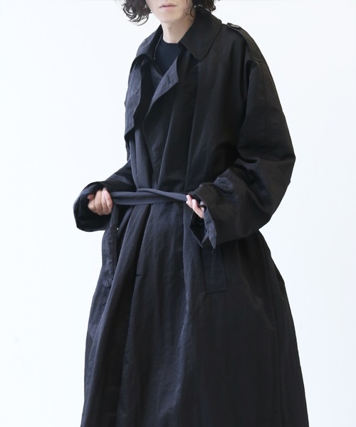 minsobi（ミンソビ）の「ロングオーバートレンチコート（トレンチコート・メンズ・ブラック・FREE）」の8枚目の写真