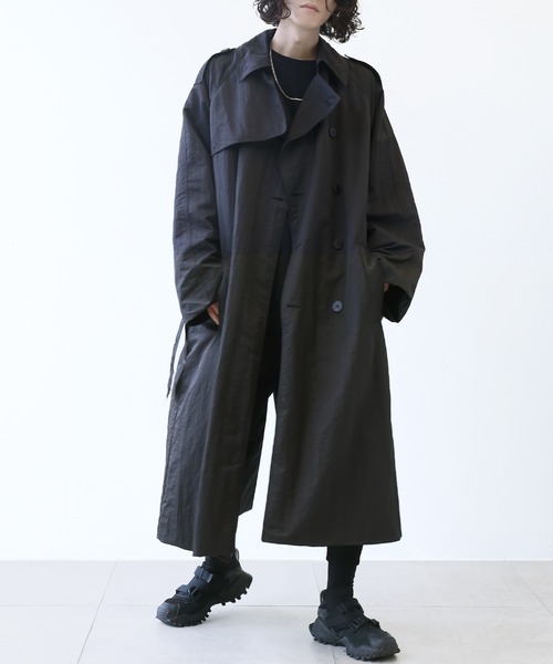 minsobi（ミンソビ）の「ロングオーバートレンチコート（トレンチコート・メンズ・ブラック・FREE）」の10枚目の写真