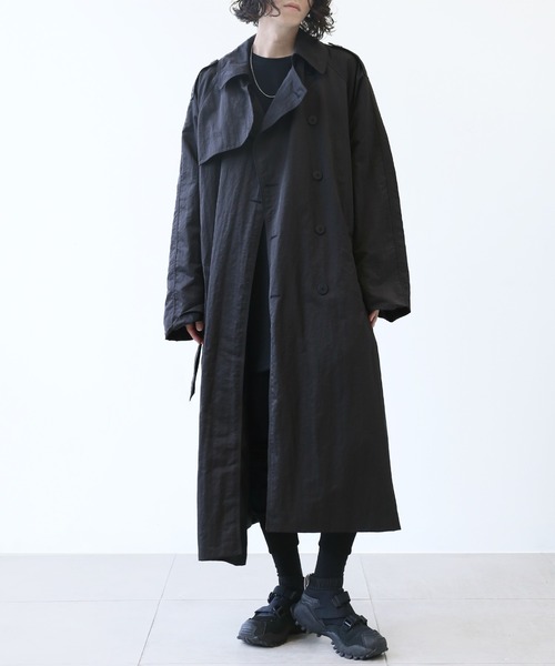 minsobi（ミンソビ）の「ロングオーバートレンチコート（トレンチコート・メンズ・ブラック・FREE）」の14枚目の写真