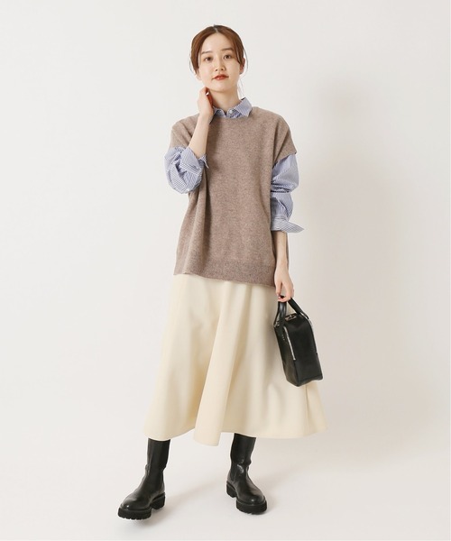 IENA(イエナ)の「カシミヤ混フレンチスリーブプルオーバー◆(ニット/セーター・レディース・グレー/ベージュ・FREE)」の14枚目の写真