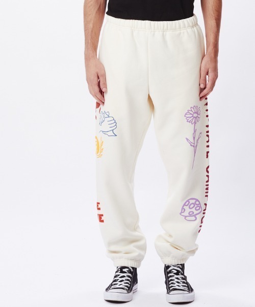 OBEY(オベイ)の「OBEY/オベイ 裏起毛 プリント&刺繍入り スウェットパンツ(スウェットパンツ・メンズ・ホワイト/ブラック・MEDIUM/LARGE)」の2枚目の写真
