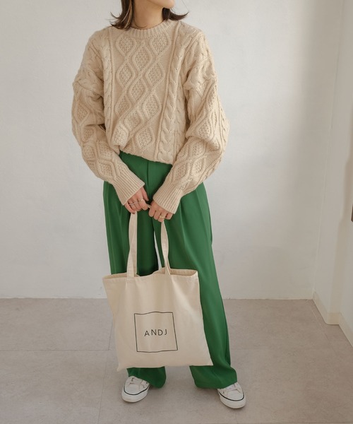 ＡＮＤＪ（アンドジェイ）の「ANDJロゴトートバッグ（トートバッグ・レディース・オフホワイト/ブラック・M）」の13枚目の写真