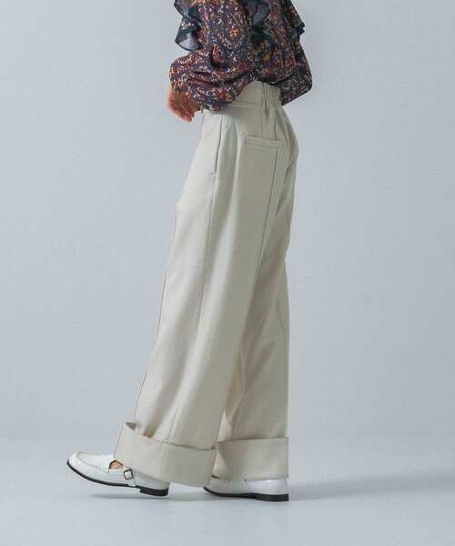 KBF（ケイビーエフ）の「ターンアップワイドパンツ（その他パンツ・レディース・チャコールグレー/ベージュ/カーキ・ONE）」の3枚目の写真