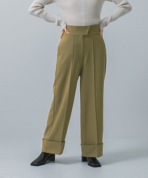 KBF（ケイビーエフ）の「ターンアップワイドパンツ（その他パンツ・レディース・チャコールグレー/ベージュ/カーキ・ONE）」の4枚目の写真