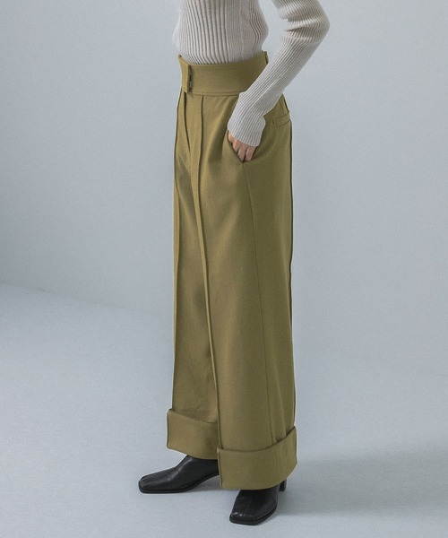 KBF（ケイビーエフ）の「ターンアップワイドパンツ（その他パンツ・レディース・チャコールグレー/ベージュ/カーキ・ONE）」の7枚目の写真