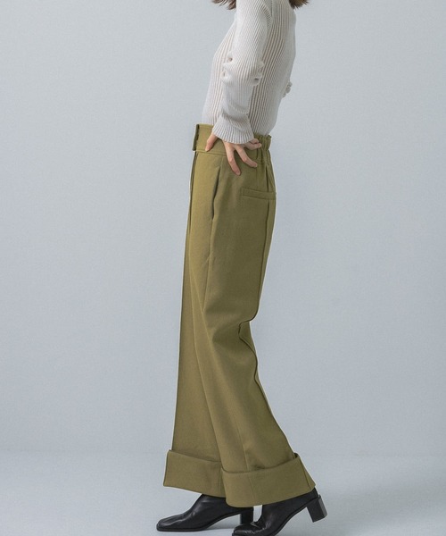 KBF（ケイビーエフ）の「ターンアップワイドパンツ（その他パンツ・レディース・チャコールグレー/ベージュ/カーキ・ONE）」の6枚目の写真