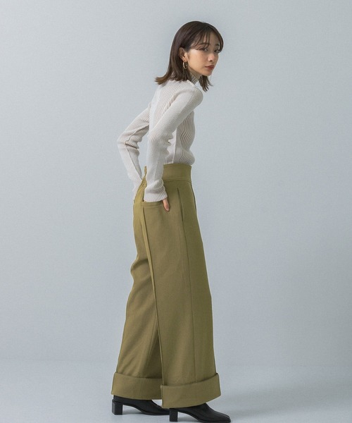 KBF（ケイビーエフ）の「ターンアップワイドパンツ（その他パンツ・レディース・チャコールグレー/ベージュ/カーキ・ONE）」の8枚目の写真