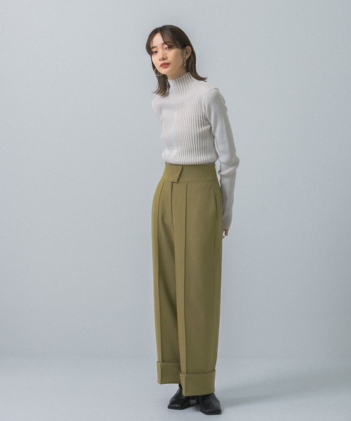 KBF（ケイビーエフ）の「ターンアップワイドパンツ（その他パンツ・レディース・チャコールグレー/ベージュ/カーキ・ONE）」の9枚目の写真