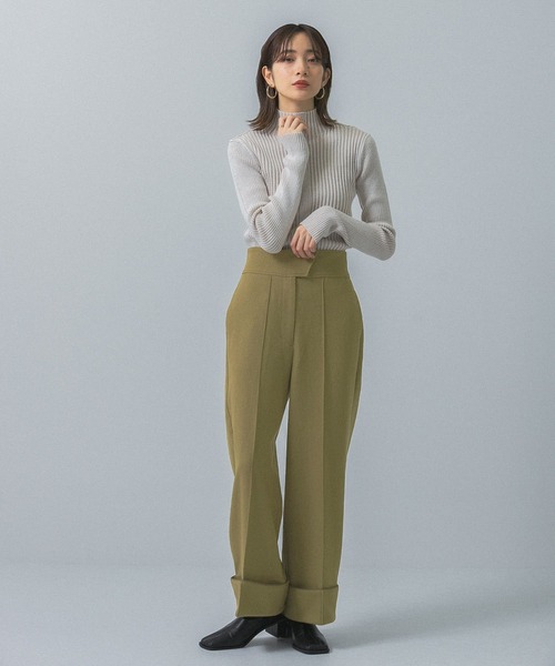 KBF（ケイビーエフ）の「ターンアップワイドパンツ（その他パンツ・レディース・チャコールグレー/ベージュ/カーキ・ONE）」の10枚目の写真