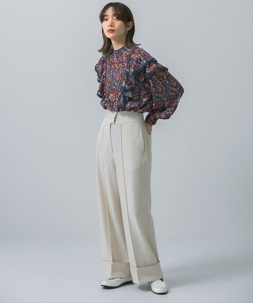 KBF（ケイビーエフ）の「ターンアップワイドパンツ（その他パンツ・レディース・チャコールグレー/ベージュ/カーキ・ONE）」の15枚目の写真