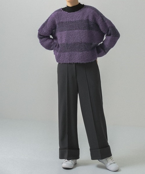 KBF（ケイビーエフ）の「ターンアップワイドパンツ（その他パンツ・レディース・チャコールグレー/ベージュ/カーキ・ONE）」の17枚目の写真