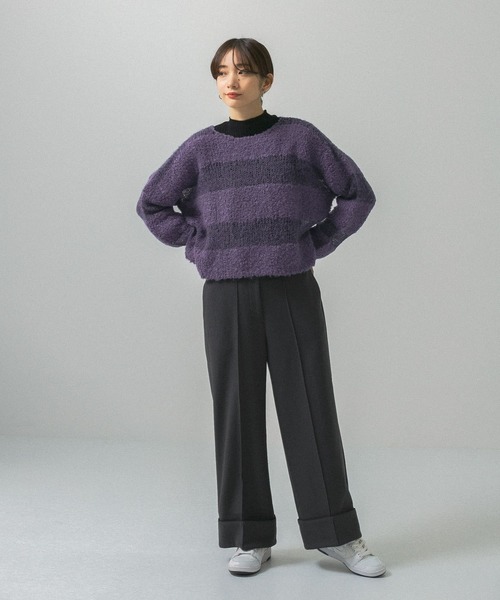 KBF（ケイビーエフ）の「ターンアップワイドパンツ（その他パンツ・レディース・チャコールグレー/ベージュ/カーキ・ONE）」の20枚目の写真