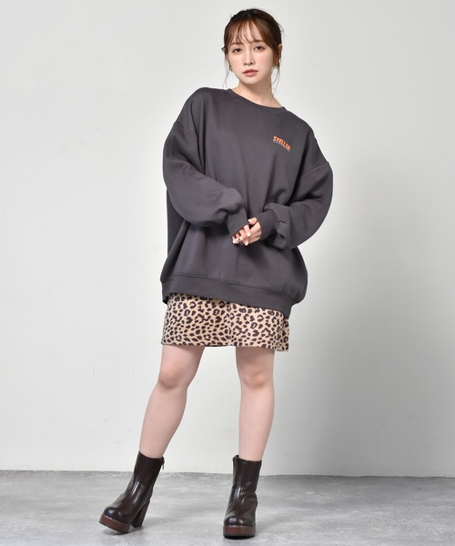 ems excite（エムズエキサイト）の「ロゴBIGトレーナー（スウェット・レディース・チャコールグレー/オフホワイト/グリーン・FREE）」の7枚目の写真