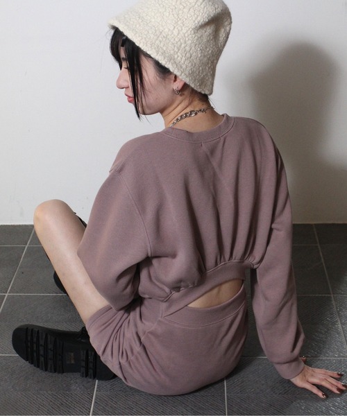 one way（ワンウェイ）の「【oneway Jeans】裏起毛BACKオープンワンピース（ワンピース・レディース・ライトグレー/ブラック/ライトピンク・FREE）」の3枚目の写真