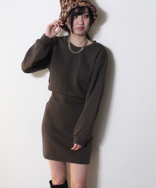 one way（ワンウェイ）の「【oneway Jeans】裏起毛BACKオープンワンピース（ワンピース・レディース・ライトグレー/ブラック/ライトピンク・FREE）」の2枚目の写真