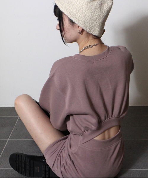 one way（ワンウェイ）の「【oneway Jeans】裏起毛BACKオープンワンピース（ワンピース・レディース・ライトグレー/ブラック/ライトピンク・FREE）」の9枚目の写真