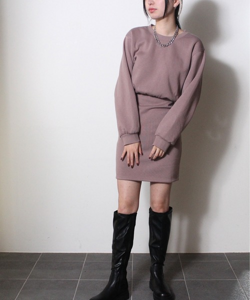 one way（ワンウェイ）の「【oneway Jeans】裏起毛BACKオープンワンピース（ワンピース・レディース・ライトグレー/ブラック/ライトピンク・FREE）」の5枚目の写真