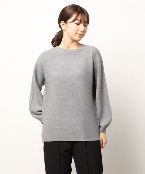 BELLUNA PLUS（ベルーナ）の「ホールガーメントボートネックプルオーバー（ニット/セーター・レディース・グリーン/ライラック/グレー・MEDIUM/LARGE）」の18枚目の写真