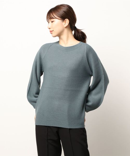 BELLUNA PLUS（ベルーナ）の「ホールガーメントボートネックプルオーバー（ニット/セーター・レディース・グリーン/ライラック/グレー・MEDIUM/LARGE）」の5枚目の写真