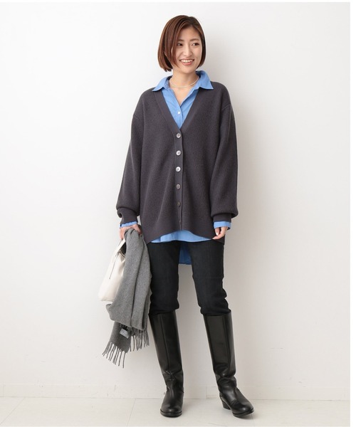 IENA（イエナ）の「畦Vネックカーディガン◆（カーディガン/ボレロ・レディース・ブラウン/グレー・FREE）」の11枚目の写真