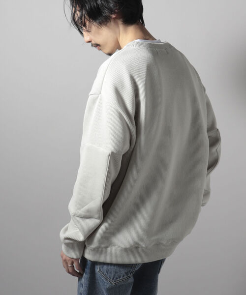 GLOSTER（グロスター）の「【GLOSTER/グロスター】QUARTER GAUGE COMBAT SWEATER エルボーパッチ プルオーバースウェット（スウェット・メンズ・オフホワイト/ブラウン/ライトグリーン/チャコールグレー・LARGE/MEDIUM）」の2枚目の写真