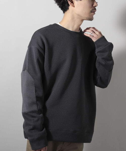 GLOSTER（グロスター）の「【GLOSTER/グロスター】QUARTER GAUGE COMBAT SWEATER エルボーパッチ プルオーバースウェット（スウェット・メンズ・オフホワイト/ブラウン/ライトグリーン/チャコールグレー・LARGE/MEDIUM）」の3枚目の写真