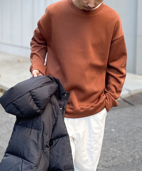 GLOSTER（グロスター）の「【GLOSTER/グロスター】QUARTER GAUGE COMBAT SWEATER エルボーパッチ プルオーバースウェット（スウェット・メンズ・オフホワイト/ブラウン/ライトグリーン/チャコールグレー・LARGE/MEDIUM）」の5枚目の写真