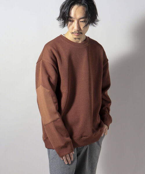 GLOSTER（グロスター）の「【GLOSTER/グロスター】QUARTER GAUGE COMBAT SWEATER エルボーパッチ プルオーバースウェット（スウェット・メンズ・オフホワイト/ブラウン/ライトグリーン/チャコールグレー・LARGE/MEDIUM）」の15枚目の写真