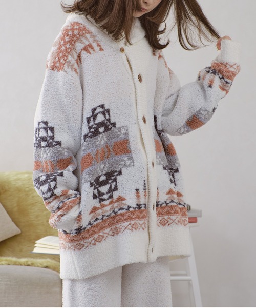 acro(アクロ)の「ショールカラージャガード柄カウチン/AC1263(ルームウェア/パジャマ・レディース・アイボリー・フリ-)」の9枚目の写真