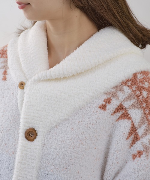 acro(アクロ)の「ショールカラージャガード柄カウチン/AC1263(ルームウェア/パジャマ・レディース・アイボリー・フリ-)」の5枚目の写真