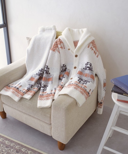 acro(アクロ)の「ショールカラージャガード柄カウチン/AC1263(ルームウェア/パジャマ・レディース・アイボリー・フリ-)」の4枚目の写真