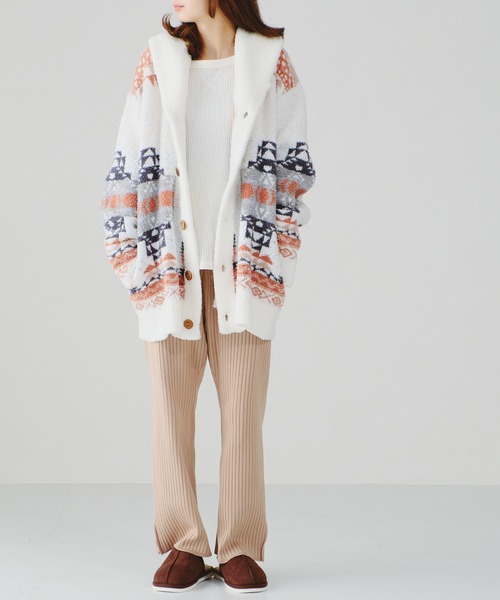 acro(アクロ)の「ショールカラージャガード柄カウチン/AC1263(ルームウェア/パジャマ・レディース・アイボリー・フリ-)」の13枚目の写真