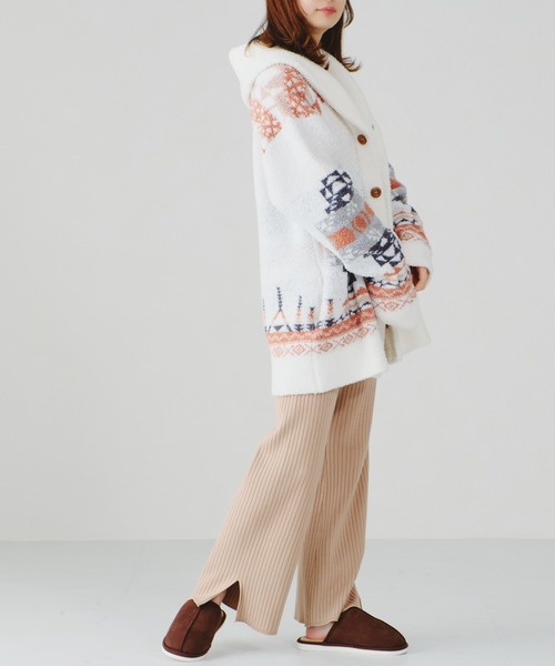 acro(アクロ)の「ショールカラージャガード柄カウチン/AC1263(ルームウェア/パジャマ・レディース・アイボリー・フリ-)」の15枚目の写真