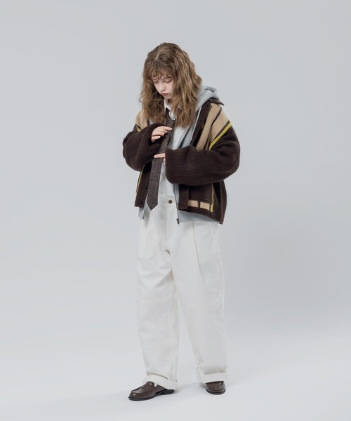 MUHET（ミュエータ）の「ストライプカーディガン（カーディガン/ボレロ・レディース・ダークブラウン/グリーン・SMALL/MEDIUM/X-LARGE）」の8枚目の写真